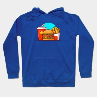 Burger, French fries And Soft Drink Cartoon Vector Icon Illustration (2) Hoodie